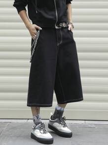 Claim Dot Plus Size Men's Pocket Loose Wide-Leg Casual Denim Shorts Street Hang Out College