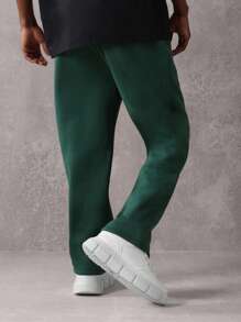 SUMWON Pantalón de chándal esencial de entrepierna caída, de ajuste recto, de rendimiento atlético, de uso diario, con cordón y logo de NY para otoño e invierno