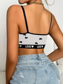 孕妇字母心形图案哺乳文胸（带哺乳功能） - 黑與白 - 查看 2