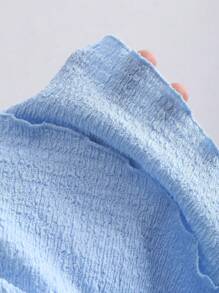 Sweetra Y2K Style Ruched Textured Fabric Bandeau Mini Dress - Blue - View 6