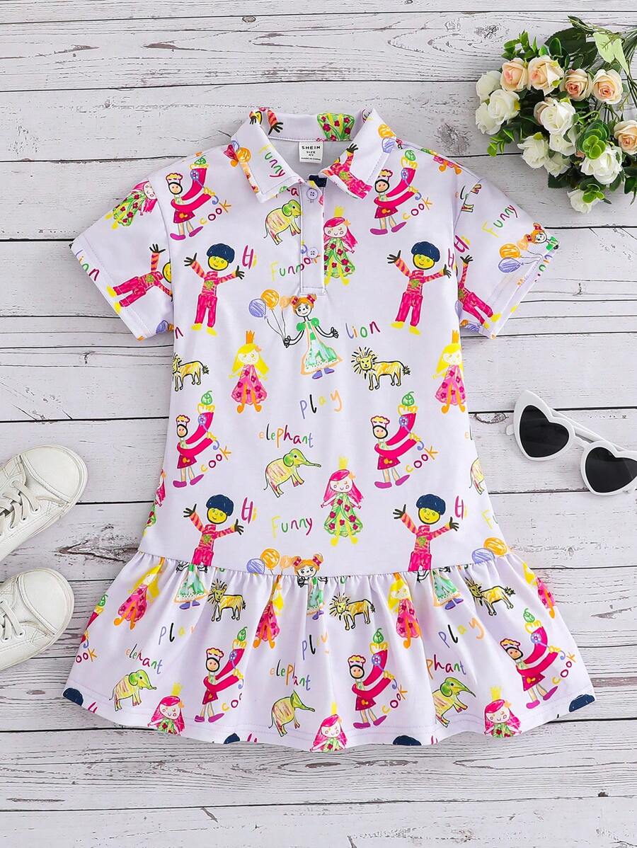SHEIN Vestido de Tricô Casual Ajustado de Gola Pólo Fofo para Meninas Jovens