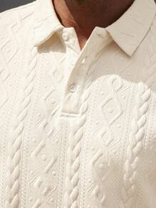 Manfinity Homme Men's Geometric Texture Short Sleeve Polo Shirt & Shorts Casual 2 Pieces Set, Cozy Outfits