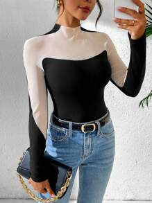 Chiquease Bộ đồ liền thân chắp vá màu tương phản quyến rũ thanh lịch dành cho nữ - Nhiều màu - Xem 4