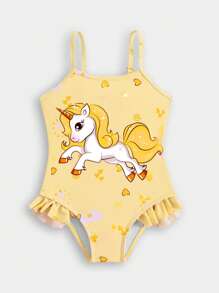 SHEIN New Arrival Fashion Printed One-Piece With Adjustable Straps - Yellow - View 1