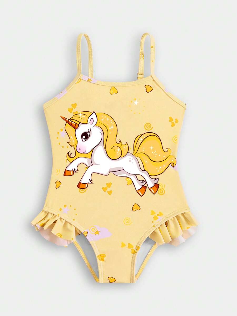 SHEIN New Arrival Fashion Printed One-Piece With Adjustable Straps - Yellow - View 1