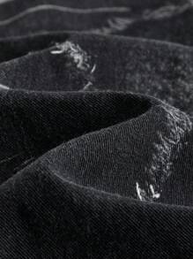 ROMWE MEN Grunge Punk Men's Cross Printed Denim Jeans, Suitable For Everyday Wear, Spring/Summer - Black - View 5