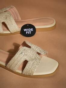 SHUZIA CoastalLuxe 女士拉菲草编织拖鞋 - 法式镂空设计，适合从度假木板路到城市度假 - 米色 - 查看 5