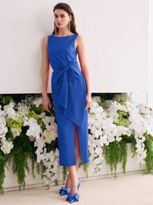 MOTF Soiréza 蝴蝶结装饰大腿开衩连衣裙