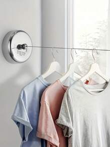 SHEIN 1pc Stainless Steel Retractable Clothesline, Invisible Clothes Line For Indoor/Outdoor Drying And Hanging Dress Pants Shoes Jeans Boots Skirt,Spring,Minimalist,Summer Tops