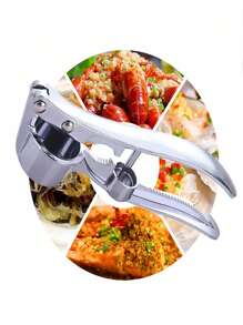 1pc Stainless Steel Garlic Press, Modern Minimalist Silver Garlic Mincer, Garlic Crusher Garlic Juicer Stainless Steel Garlic Squeezer, Suitable For Kitchen, Vegetable Fruit Tools, Kitchen Accessories, Knives, Food, Salad, Decor, Storage, Party, Birthday