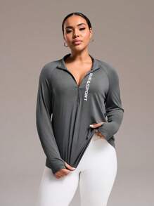 Rhythm Era Plus Size Women Printed Zipper Long Sleeve Sweatshirt