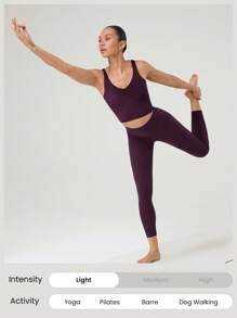 GLOWMODE FeatherFit™ U Back Cropped Active Tank Top Low Impact Yoga Daily Fall Winter - Cherry Cola - View 5