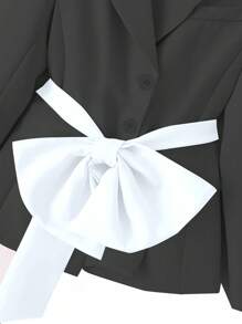 SHEIN Unity 女士休闲派对优雅系带西装外套，带蝴蝶结装饰 - 黑色 - 查看 7