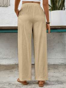 EMERY ROSE Pantaloni casual da vacanza, a gamba dritta, con linea morbida e colore unito
