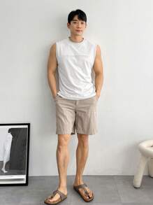 DAZY Men's Summer Embossed Round Neck Casual Versatile Tank Top - White - View 5