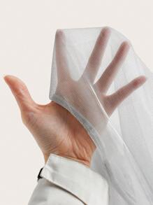 SHEIN ICON Plus Size Women's Cropped Mesh Sheer Loose Blouse - White - View 5