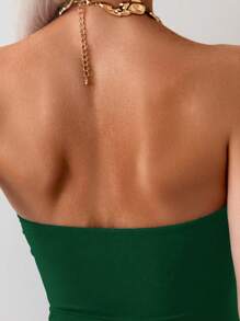 SHEIN Swim 1pc Women Solid Color Starfish Cutout Sexy One-Piece Swimsuit For Summer Beach Vacation - Green - View 5