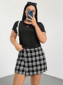 SHEIN Essnce Plus Size Women's Suit, Black Suit, Women's Culottes 2 Pieces Summer Dress, Summer Outfits For Women Graphic Tees Women, 2 Pieces Sets Woman Cute Tops Skorts For Women Vacation Two Pieces Set Going Out Outfits Rave Outfit