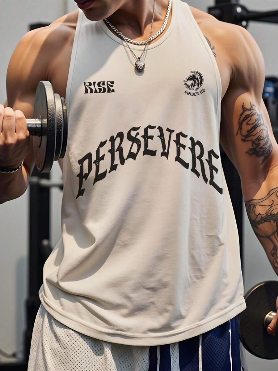 Manfinity Sport Corelite Men's Gym Tank Top: White, Sleeveless, Round Neck, Semi-Sheer Fabric, Regular Length Performance Tee For Weightlifting And Fitness,GYM,Breathable - White - View 1