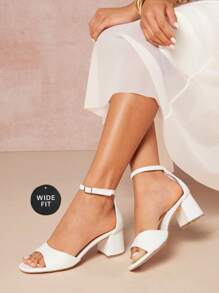 SHUZIA Women's Block Heel Adjustable Ankle Cuff Heeled Sandals Mother's Day Present,Travel Essentials For Summer - White - View 2