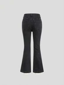 SHEIN Jeans évasés urbains bohèmes Y2K avec fermeture à boutons et chic, pour préadolescentes