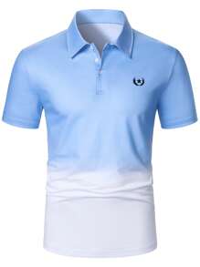 Manfinity RSRT Men's Regular Fit Polyester Polo Shirt In Blue And White Ombre With Embroidered Logo Perfect For Casual Style - Blue and White - View 3