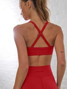 Musera Sport V Neck Strap Cross Back Active-Wear Sports Bra ,Padel, Tennis, Pickleball Gym Fitness Yoga Pilates Fall Daily Casual