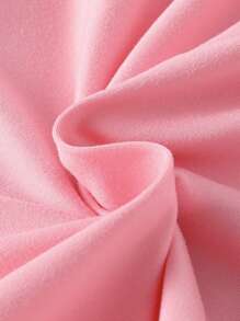 SHEIN Playful Pals Baby Girl Minimalist Fashion Letter & Heart Print Short Sleeve Top, Summer - Pink - View 5