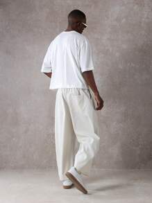 SUMWON 经典直筒斜纹布裤 七分长款商务休闲裤 办公室工作专业春夏轻薄混纺 - 杏色 - 查看 5