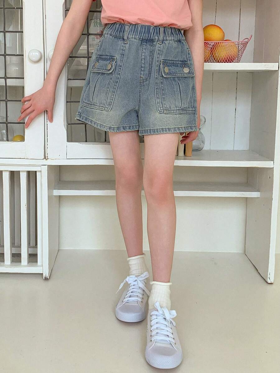 DAZY Tween Girl Tween Girl Denim Shorts - Light Wash - View 1