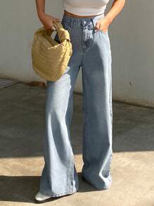 DAZY 女式水洗直筒休闲牛仔裤