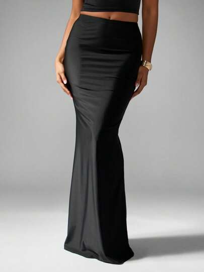 MISSGUIDED Elegant maxi-kjol med fisksvans, golvlång, figursydd, speciella tillfällen, fest, bröllopsgäst, professionell, kontors-, arbetskläder, formella kläder