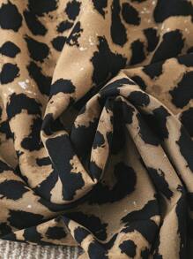 DreamSkyne Court Retro  Plus Size Women Cheetah Print Woven Casual Wide Leg Pants, Autumn/Winter