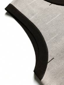 Manfinity Mode Chaleco de punto con forro térmico para hombre, para otoño/invierno. Chaleco de suéter sin mangas con forro térmico - Caqui - Ver 4