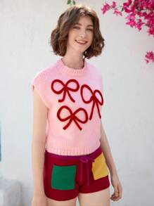 Skyraze Women Retro Bow Accent Loose Thick Knit Sweater, Grey - Grey - View 4