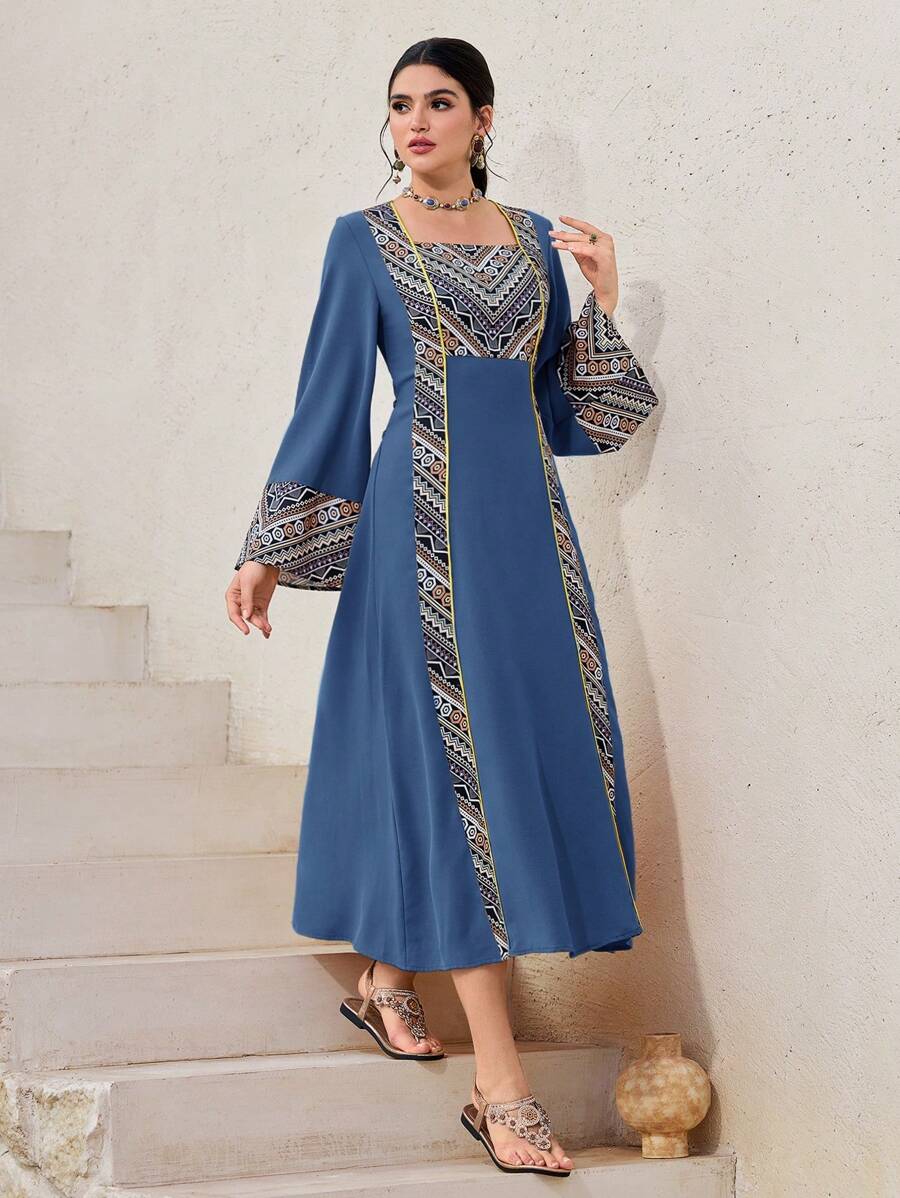 Al Najma 女士土耳其和阿拉伯传统长裙，端庄 - 藍色 - 查看 1