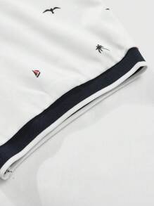 Manfinity Homme Plus Size Men's Full Print Contrast Collar Polo Shirt & Shorts Suit Set Men's Casual Daily Wear For Vacation And Commuting, Featuring A Classic Earthy Color Scheme With A Coffee, Khaki, And Brown Three-Color Gradient Patchwork On A Textured Short-Sleeve Casual Polo Made From Wheat Fiber Fabric With A Button Placket. This Polo Is Perfect For Hawaiian Beach Trips, Music Festivals, And Everyday Wear, Making It A Great Gift For Boyfriends Or Husbands. Men's Earth-Tone Textured Fabric Polo Shirt ,Polo Shirts For Men - Multicolor - View 7