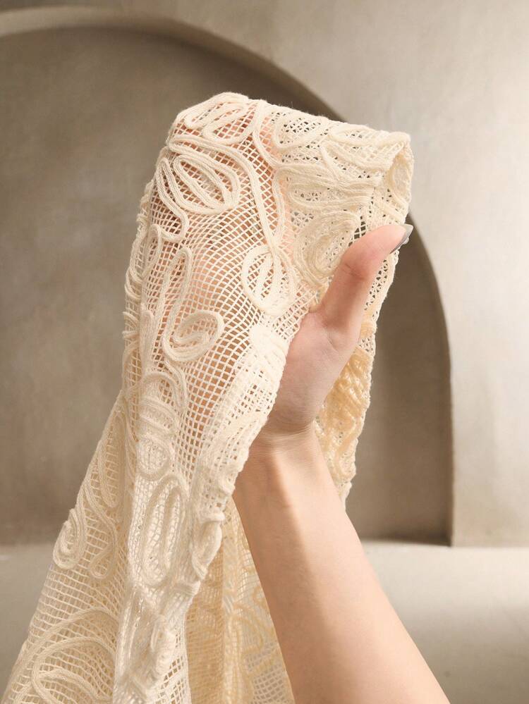 Anewsta White Slim-Fit Lace Short Sleeve Long Holiday Casual Dress Spring,Elegant,Festival,Holiday,Vacation