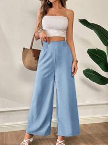 SHEIN Essnce 夏季度假休闲松紧腰阔腿裤