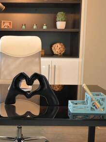 1 件银色装饰，适用于客厅卧室书架咖啡桌，可爱的爱心手指雕像，现代风格美学房间配件，小摆设，书架家居装饰最佳礼物