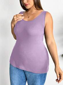 SHEIN Essnce 3pcs/Set Plus Size Women Tank Tops - Mauve Purple - View 9
