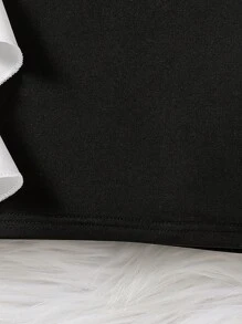 Elladie kids Đầm cổ tròn không tay viền bèo nhún cho bé gái - Đen và trắng - Xem 5