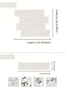 4/10 tấm ốp tường họa tiết gạch chống thấm nước 3D DIY, miếng dán tường tự dính có thể tháo rời, ốp lưng bếp phòng tắm cho bố cục lễ hội - trắng - Xem 2