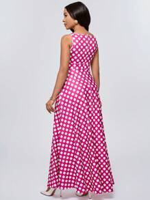 SHEIN Unity 优雅圆点印花无袖连衣裙，适合夏季 - 彩色 - 查看 4