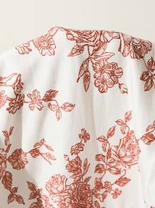 SHEIN EZwear Summer Casual Vacation Plant Patterned Floral Camisole Top - Red - View 8