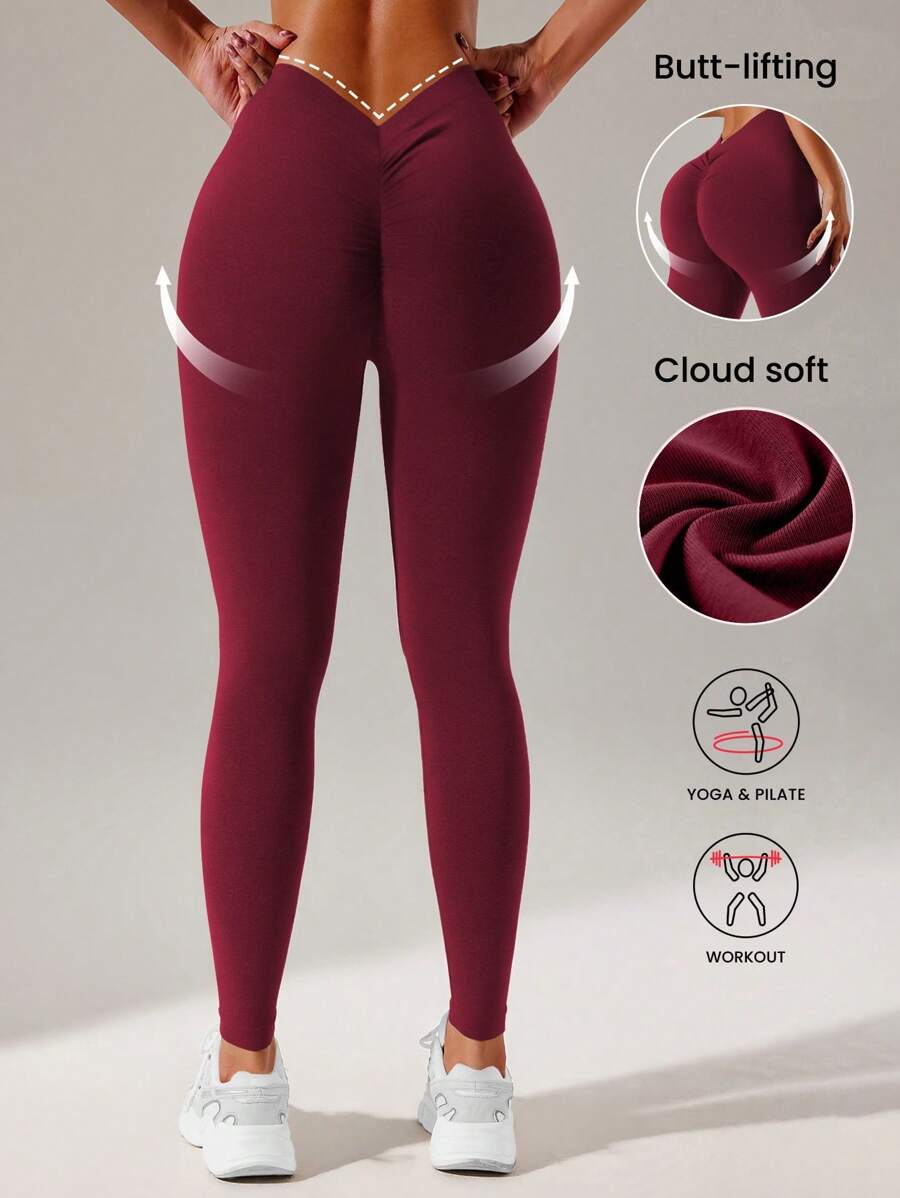 Gameset SHEIN Sport Seamless Sports Leggings For Chinese New Year Yoga Women Pants - Burgundy - View 1