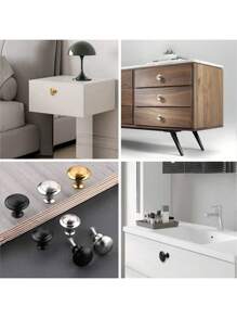 20 个装金色简约单孔橱柜抽屉拉手，圆形家具旋钮，适用于橱柜和衣柜门抽屉把手，极具吸引力的橱柜旋钮拉手简约把手，不锈钢厨柜复古把手，橱柜浴室现代门把手，厨房创意抽屉家具五金 - 彩色 - 查看 4