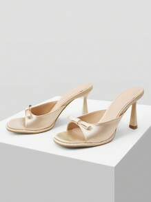 MOTF PREMIUM ELEGANT BOW STRAP WOMEN HIGH HEEL SANDALS - Apricot - View 1