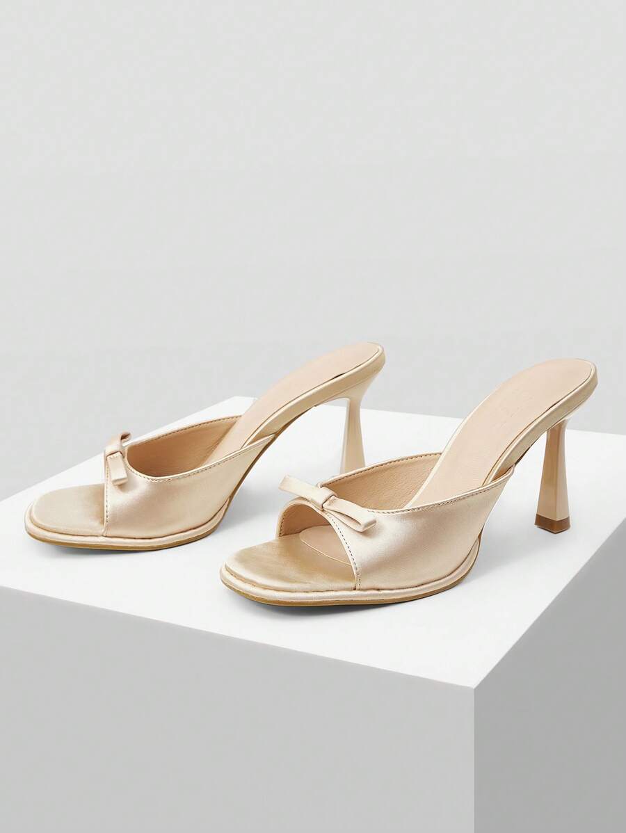 MOTF PREMIUM ELEGANT BOW STRAP WOMEN HIGH HEEL SANDALS - Apricot - View 1