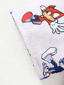 Set de 2 piese pentru casă, tricou cu mânecă scurtă și pantaloni scurți cu imprimeu de desene animate ignifug, potrivit pentru vară, haine de vară pentru băieți, seturi pentru băieți, haine pentru băieți pentru copii, seturi pentru băieți, seturi de haine pentru băieți, set de îmbrăcăminte pentru băieți - alb - Vizualizare 5